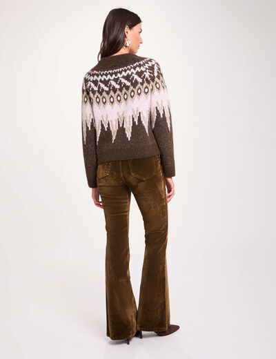 Pantalon bootcut velours couleur bronze femme