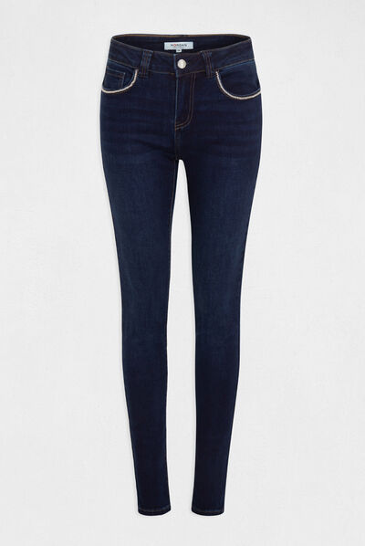 Smalle jeans met kettingdetails raw jeans vrouw