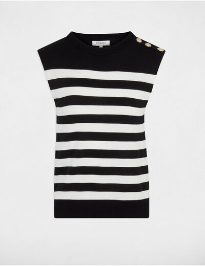 Pull sans manches rayé noir femme