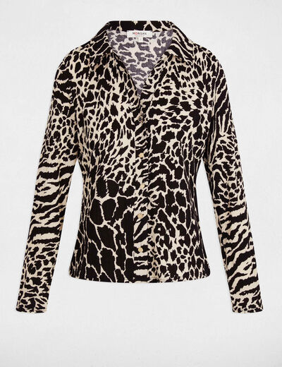 Chemise ajustée col à revers multicolore femme