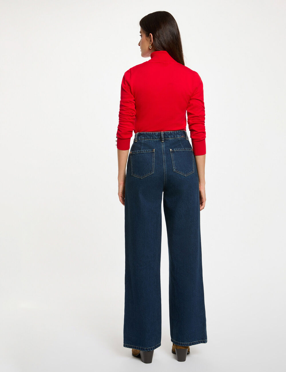 Pull col roul&eacute; rouge femme