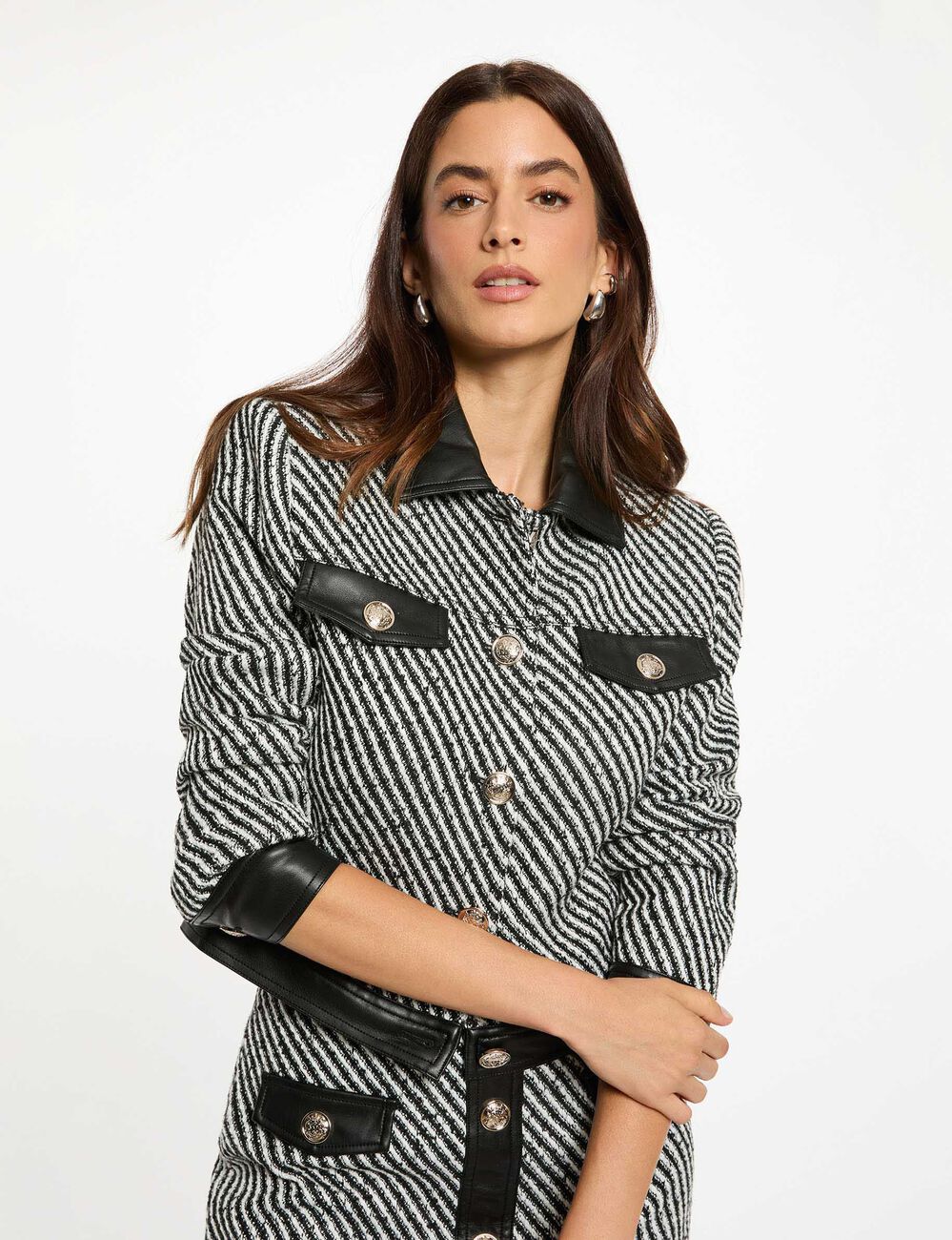 Veste ajustée tweed noir femme