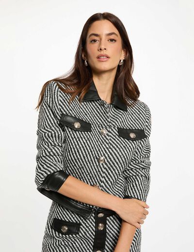 Getailleerd tweed jasje zwart vrouw