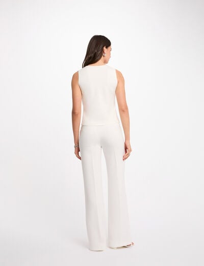 Gilet sans manches col v blanc femme