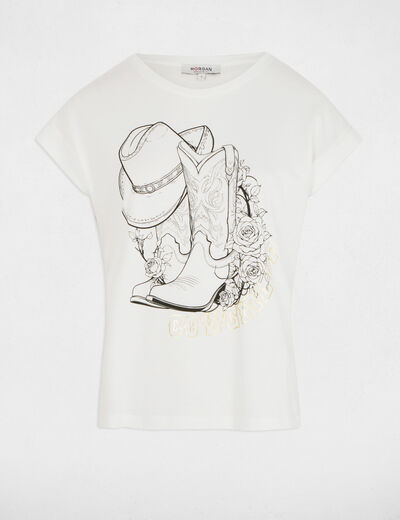 T-shirt manches courtes blanc femme
