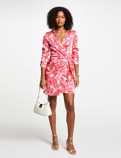 Robe courte portefeuille multicolore femme