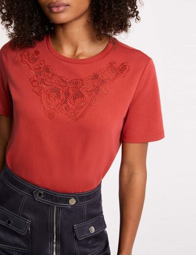 T-shirt met korte mouwen donker oranje vrouw