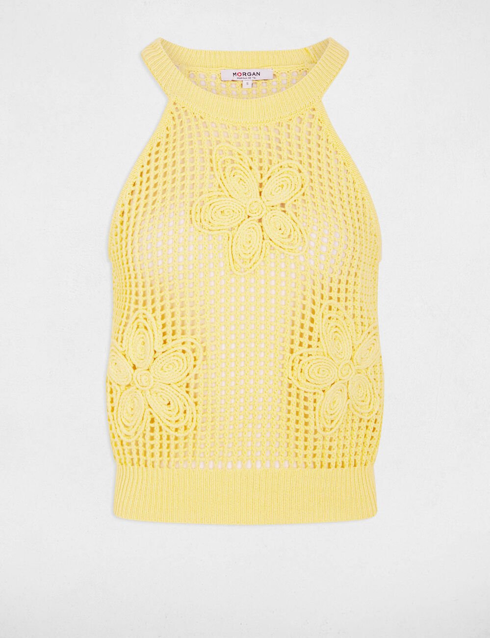 Debardeur ajust&eacute; col rond jaune clair femme