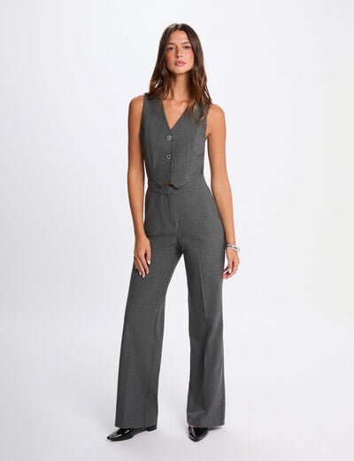 Combinaison fluide sans manches gris moyen femme
