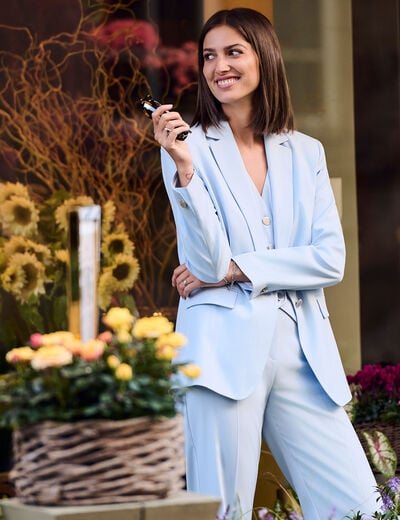 Veste ajust&eacute;e rayures bleu ciel femme