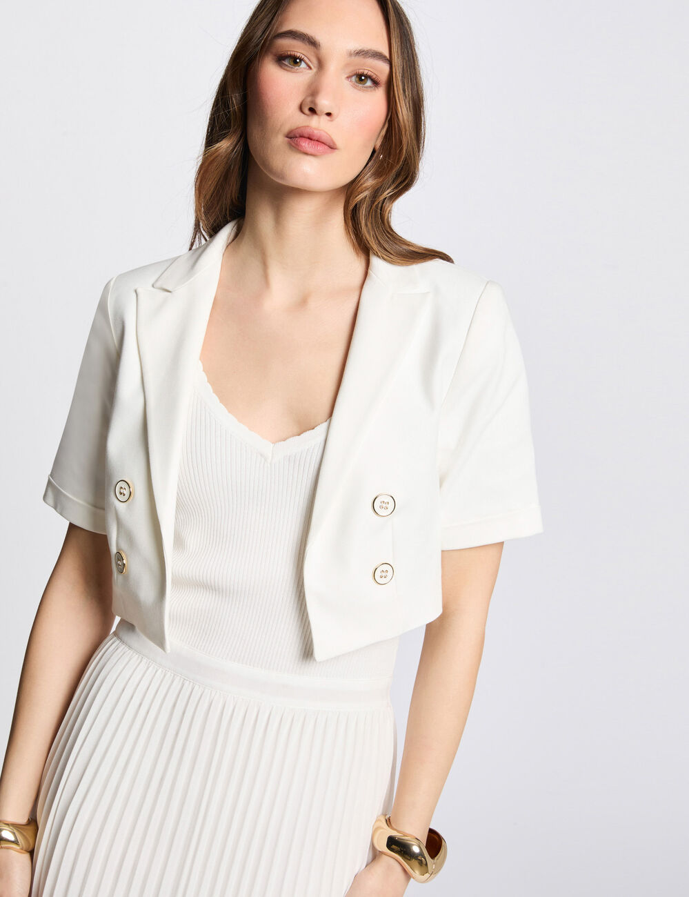 Bolero met korte mouwen helder wit vrouw