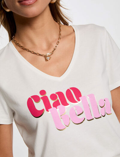 T-shirt à inscription blanc femme
