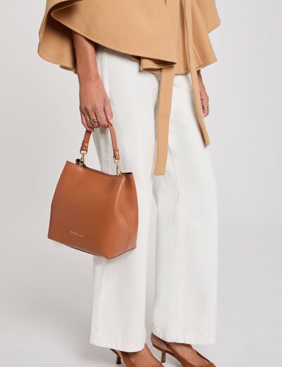 Sac sceau en cuir camel femme