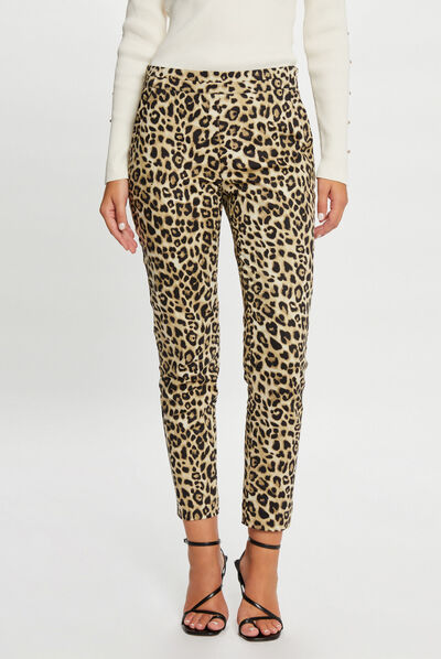 Pantalon cigarette imprimé léopard multico femme