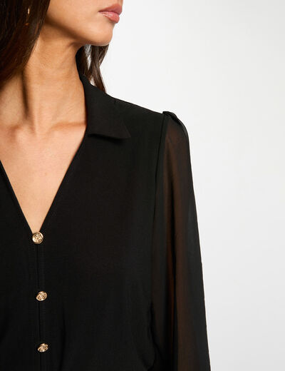 Geknopte voile T-shirt zwart vrouw