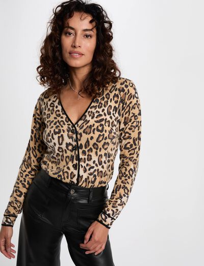 Getailleerd vest met ronde hals zand vrouw