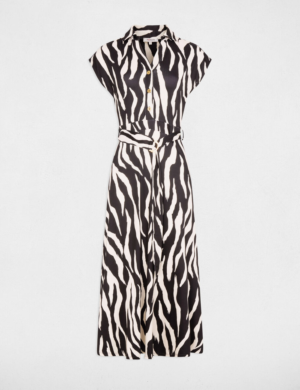 Lange jurk met reverskraag meerkleurig vrouw