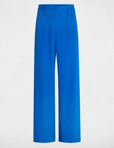 Wijde broek met plooien bleu electrique vrouw