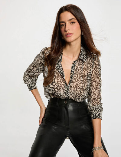 Chemise fluide imprimée multicolore femme
