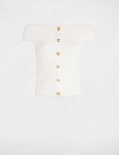 Pull col bardot blanc femme
