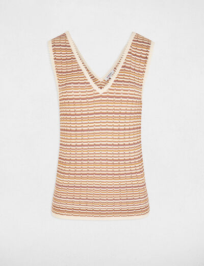 Getailleerde V-hals trui beige vrouw