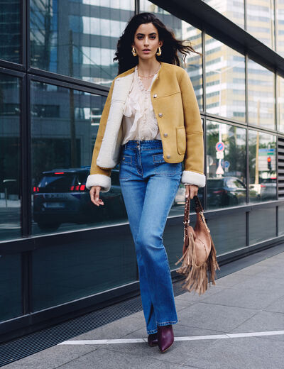 Jean bootcut tressé denim stone femme