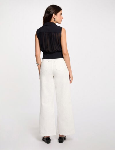 Mouwloze top met plooien marineblauw vrouw