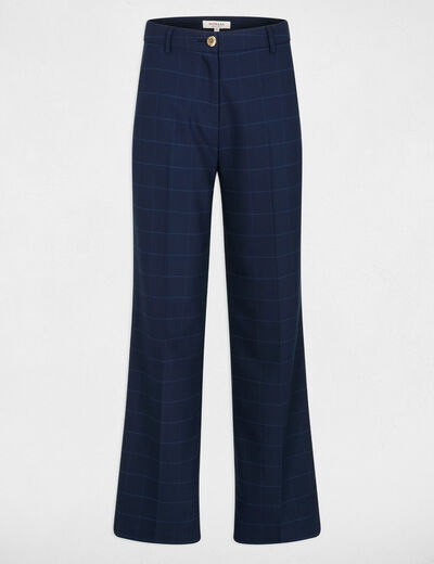 Broek met hoge taille marineblauw vrouw