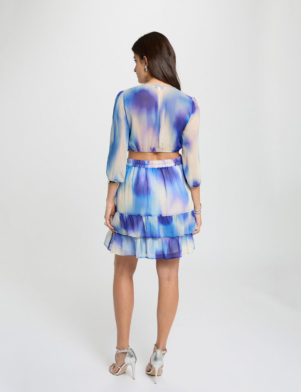 Robe courte ajust&eacute;e multicolore femme