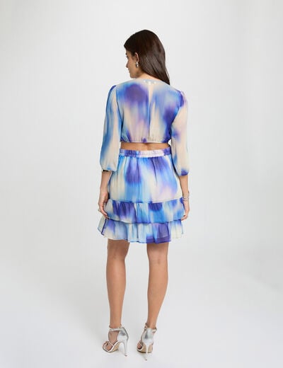 Robe courte ajust&eacute;e multicolore femme