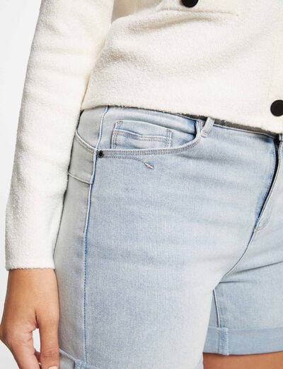 Rechte denim short gebleekt denim vrouw