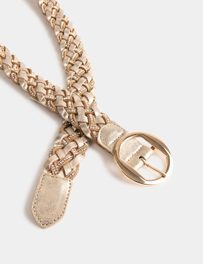 Ceinture tressée avec strass jaune or femme
