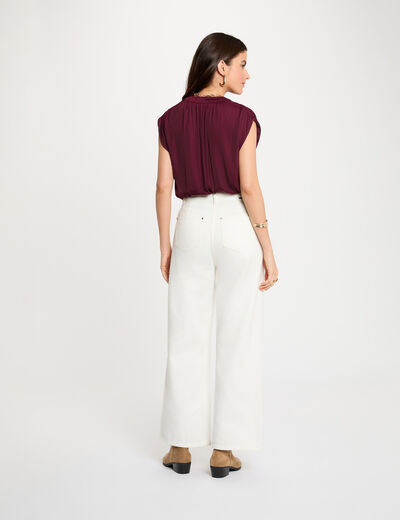 Blouse met korte mouwen pruim vrouw