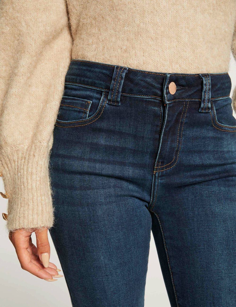 Jeans slim taille haute denim stone femme