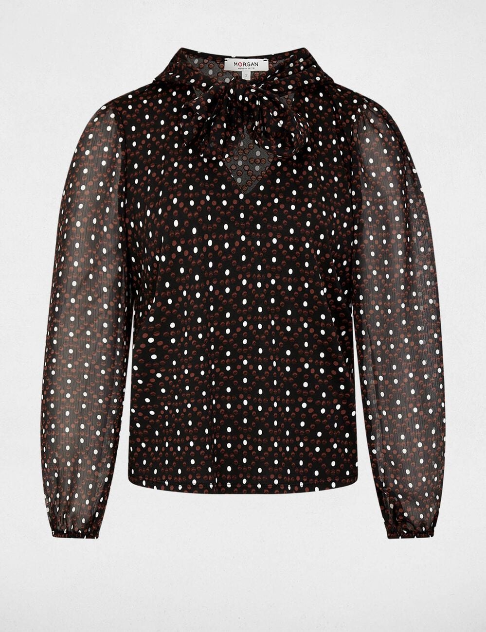 Blouse van voile met lavalli&egrave;rekraag meerkleurig vrouw