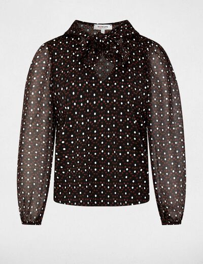 Blouse van voile met lavalli&egrave;rekraag meerkleurig vrouw