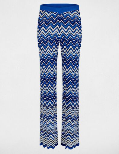 Pantalon maille imprimé bleu electrique femme