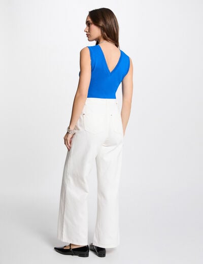 Pull sans manches ajouré bleu electrique femme
