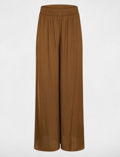 Pantalon large fluide camel femme