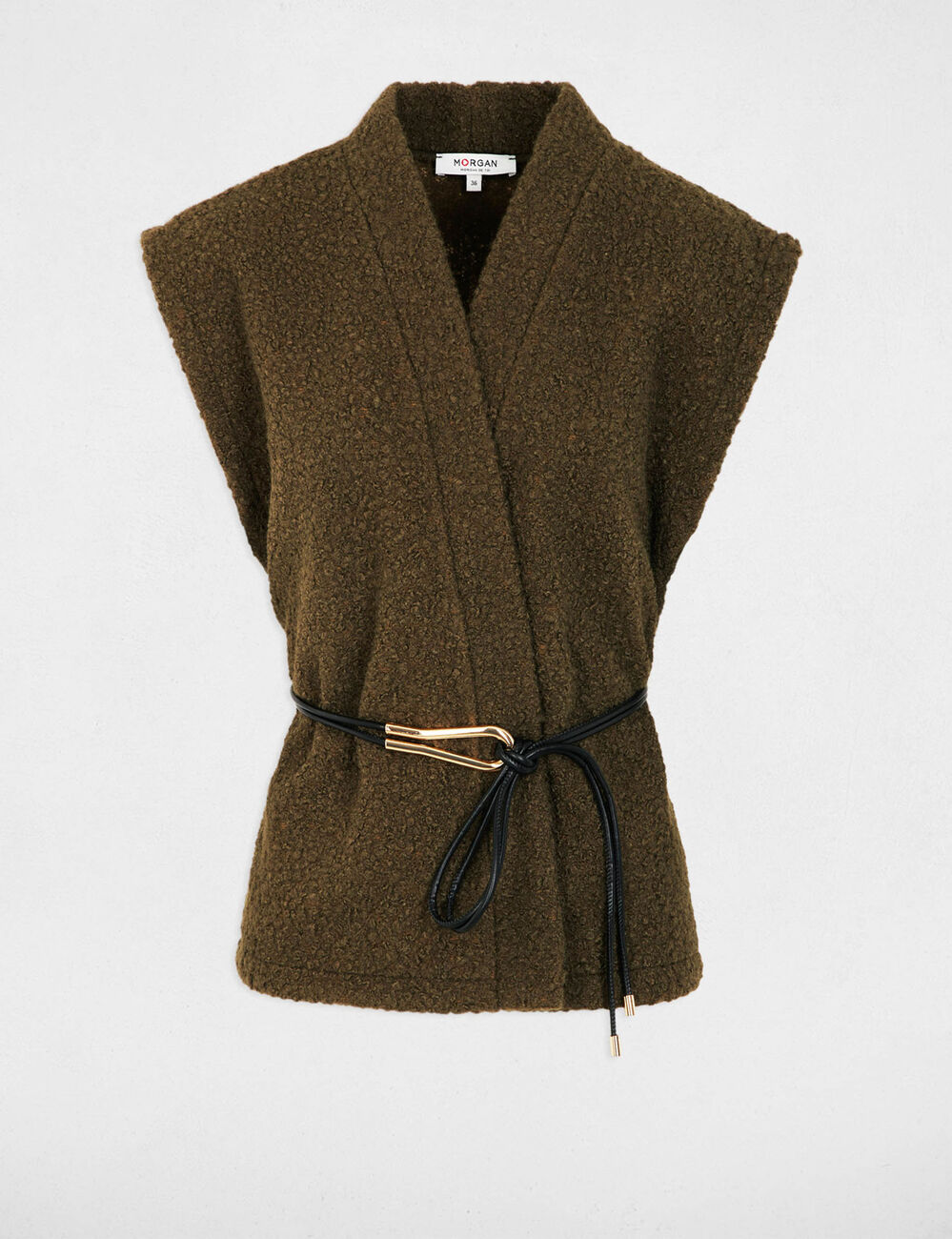 Veste sans manches vert kaki femme