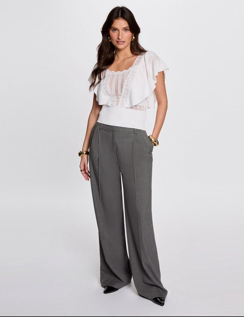 pull manches courtes dentelle ivoire femme Pull manches courtes dentelle ivoire femme