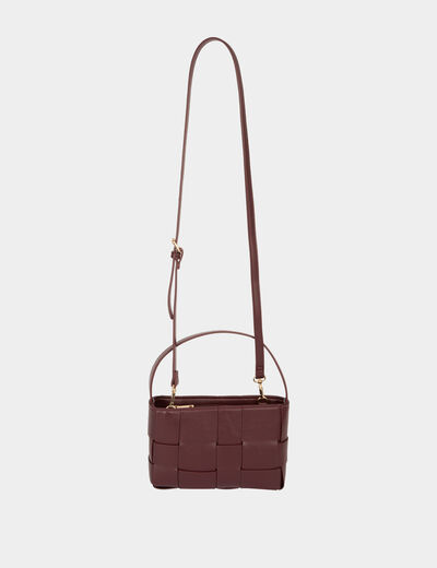 Gevlochten tas van imitatieleer bordeaux vrouw