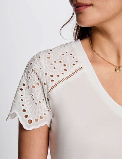 T-shirt met korte mouwen helder wit vrouw