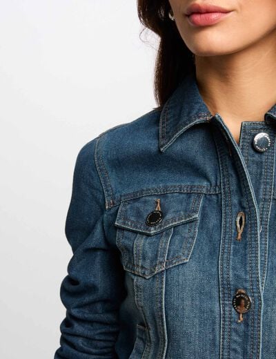 Korte denim jas stone washed denim vrouw