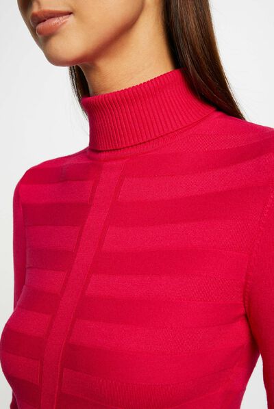 Trui met lange mouwen en rolkraag medium roze vrouw