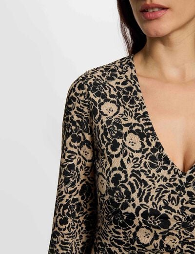 Robe maille col v multicolore femme