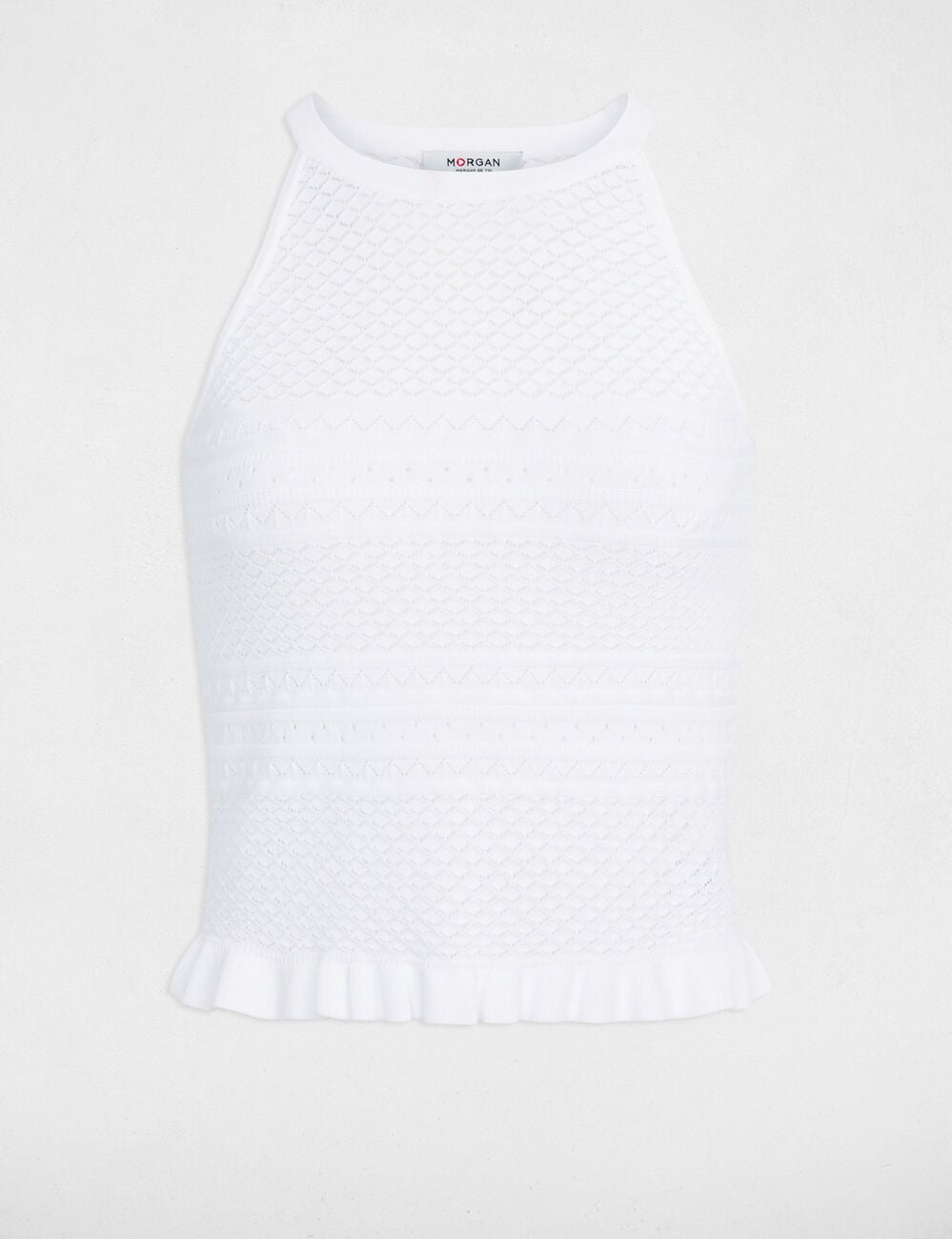 Pull ajust&eacute; sans manches blanc femme