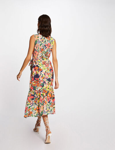 Robe longue &eacute;vas&eacute;e imprim&eacute; floral multico femme