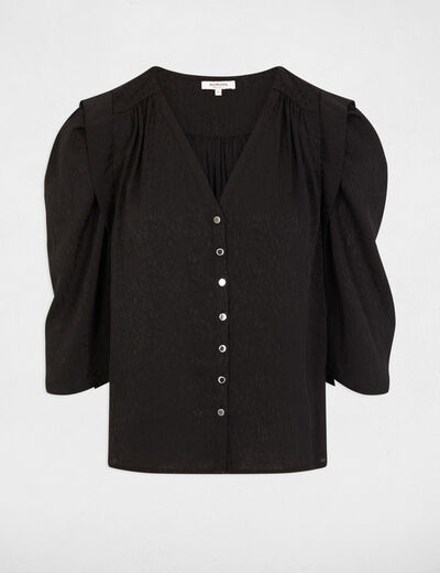 Chemise manches 3/4 noir femme