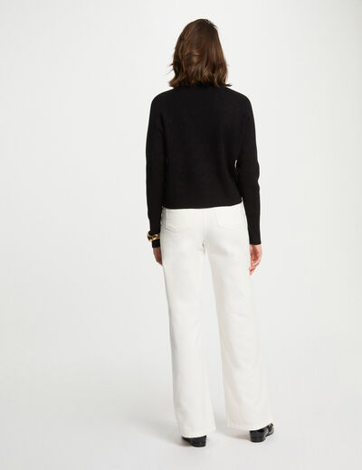 Pull col rond et boutons noir femme